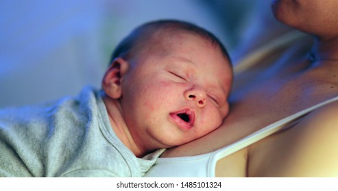 Baby newborn infant falling asleep in the evening falling to sleep - Powered by Shutterstock