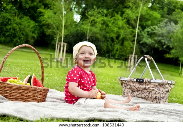 Baby On Blanket Outdoor On Grass Stock Photo 108531440 | Shutterstock