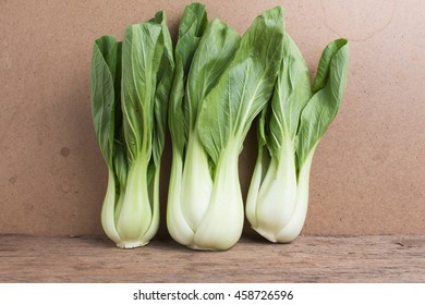 Baby Pak Choi On Wood