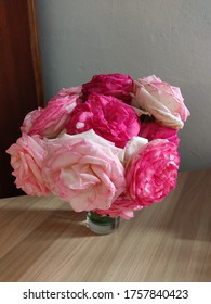 Baby Pink And Hot Pink Roses In A Vase