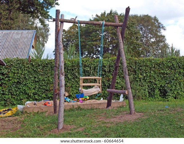 Baby Playground Homemade Swings Sand Box Stock Photo Edit