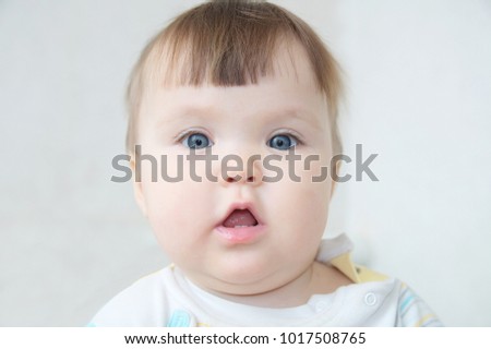 Similar – Image, Stock Photo Portrait of a three month old baby