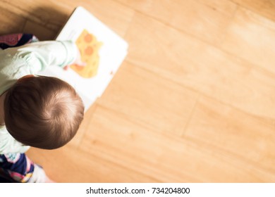 Baby Reading A Book, Top View