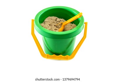 Baby Sand Bucket And Spade Isolated On White Background