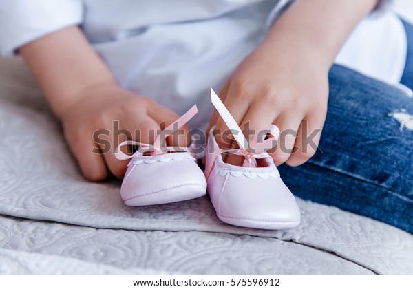 Baby Shoes Stylish Baby Pink Shoes Stock Photo Edit Now 575596912