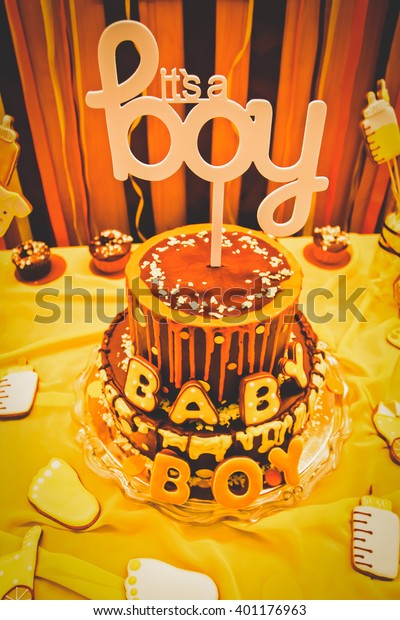 Baby Shower Cake Boy Sign Boy Stock Photo Edit Now 401176963