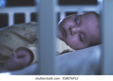 Baby Sleep In A Baby Bed At Night