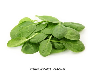 Baby Spinach Leaves Isolated On White Background