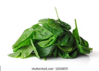 Baby Spinach On White Background Studio Isolated