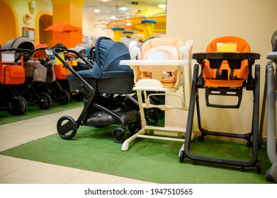 Baby Strollers Assortment In Children's Store