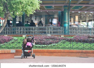 Baby Strollers In The Park, Where Did His Parents Go. Photo Taken In The Fantasy World, Ancol, Jakarta, Indonesia. 2 February 2019