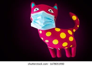 Baby Toy - Plush Cat In A Face Mask As A Symbol Of A Global Flu Pandemic 