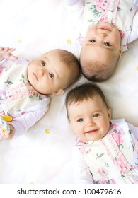 Baby Triplets Portrait View From Above