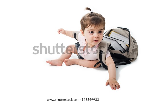 baby and a backpack