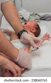 Baby Visiting The Pediatrician Getting The Vaccine