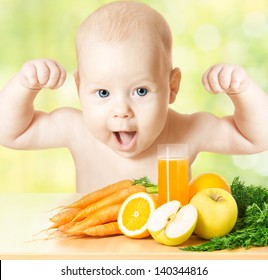 Baby Vitamin Fruit Juice, Strong Child Healthy Meal, Kids Vegetables Food