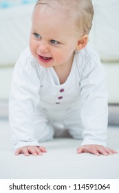 Baby Walking On All Fours In Living Room