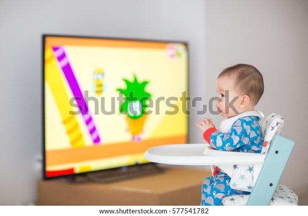 Baby Watching Cartoons On Tv 6 Stock Photo (Edit Now) 577541782