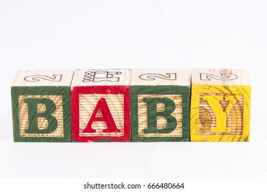 Baby Word Wooden Blocks Stock Photo 666480664 