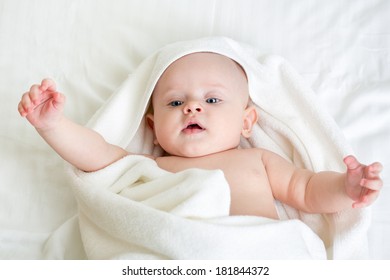 Baby Wrapped In White Towel