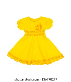 Baby Yellow Dress Isolated On White Background