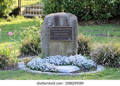 Babylon, NY, USA, May 5, 2021 - A Historical Baseball Monument On Long Island. 