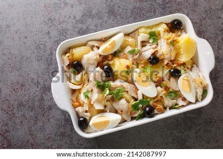 Image, Stock Photo Cod and potato casserole in sauce