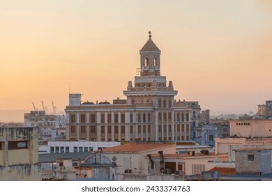 Bacardi Building (Edificio Bacardi) with morning light on Avenida Belgica at Calle San Juan de Dios Street in Old Havana (La Habana Vieja), Cuba. Old Havana is a World Heritage Site. 