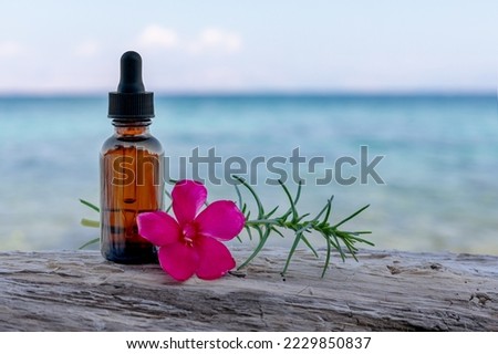Bach flower therapy, conceptual image. Mockup for bottle.
