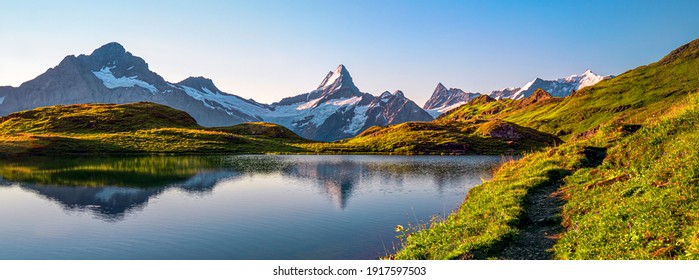 Bachalpsee lake. Highest peaks Eiger, in famous location. Switzerland alps - Grindelwald valley
 - Shutterstock ID 1917597503