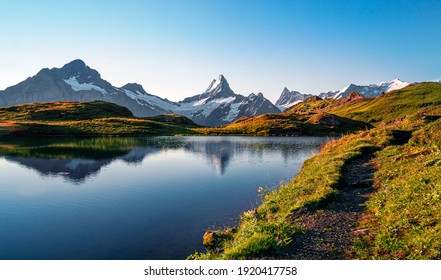 Bachalpsee lake. Highest peaks Eiger, in famous location. Switzerland alps - Grindelwald valley
 - Shutterstock ID 1920417758