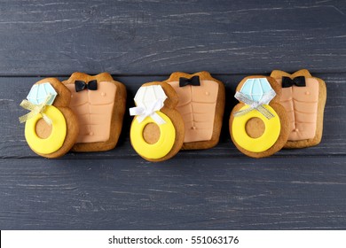 Bachelorette Party Cookies On Wooden Background