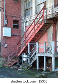 Back Alley Stairs Of A Local Bar In The City