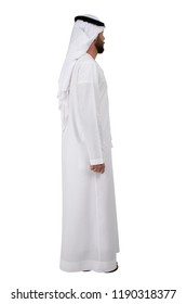 Back Of An Arab Man Standing On White