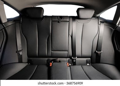 Back Black Leather Seat Of The Car Isolated