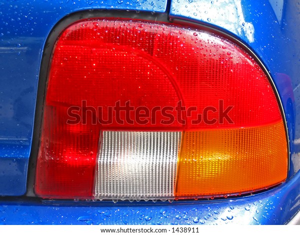 back of blue car -
light