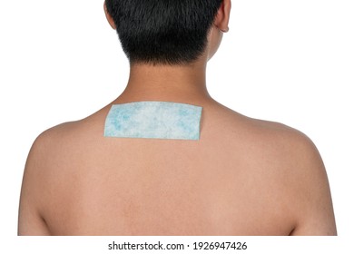 Back Body, Backache Or Back Pain With Cooling Pad Gel Or Ice Pack For Muscle Recovery. Treating Pain With Cold.