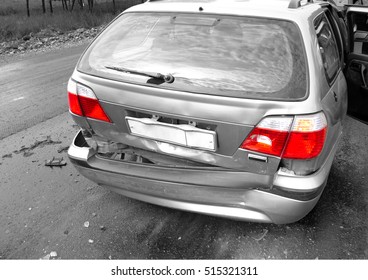 Back Bumper Of The Car After A Car Accident.