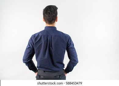 back of businessman isolated on white background 