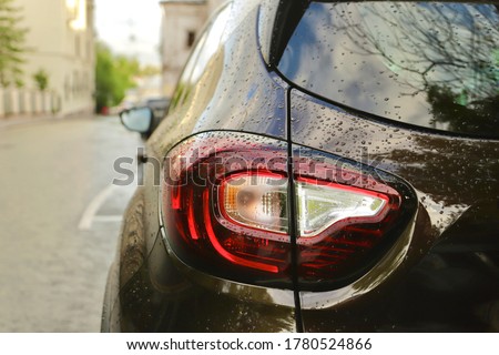 back of car headlight car
