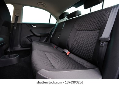 Back Car Seat Side View With Isolated Windows. Empty Car Backseat