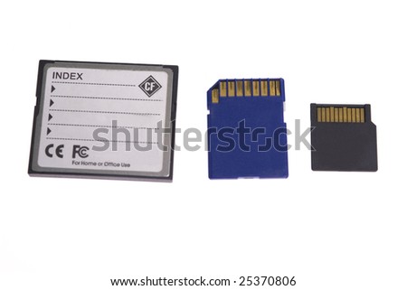 back cf, sd micro sd card isolated on white background