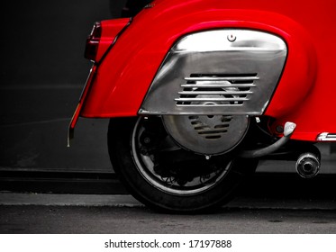 back end of a red scooter