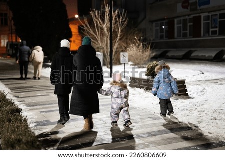 Similar – Image, Stock Photo Night walk in winter, across a railroad bridge