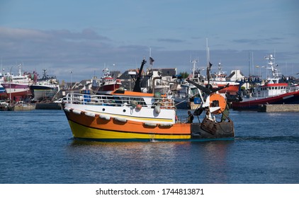 Back From Fishing, Trawlers In The Port Of Guilvinec, In Finistère, Brittany, France.