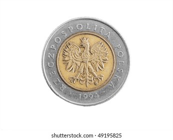 Back of a five Zolty Polish coin - Shutterstock ID 49195825