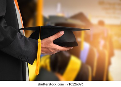 The back of the graduates are walking to attend the graduation ceremony at the university,Concept of Successful Education in Hight School,Congratulated Degree 