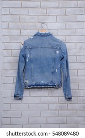 Back Jean Jacket Is On Clothes-hanger