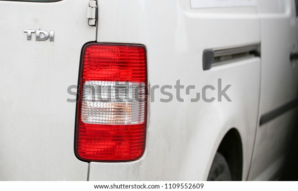 back light on a white\
van