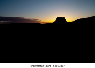 Back Lit Fajada Butte At Sunrise